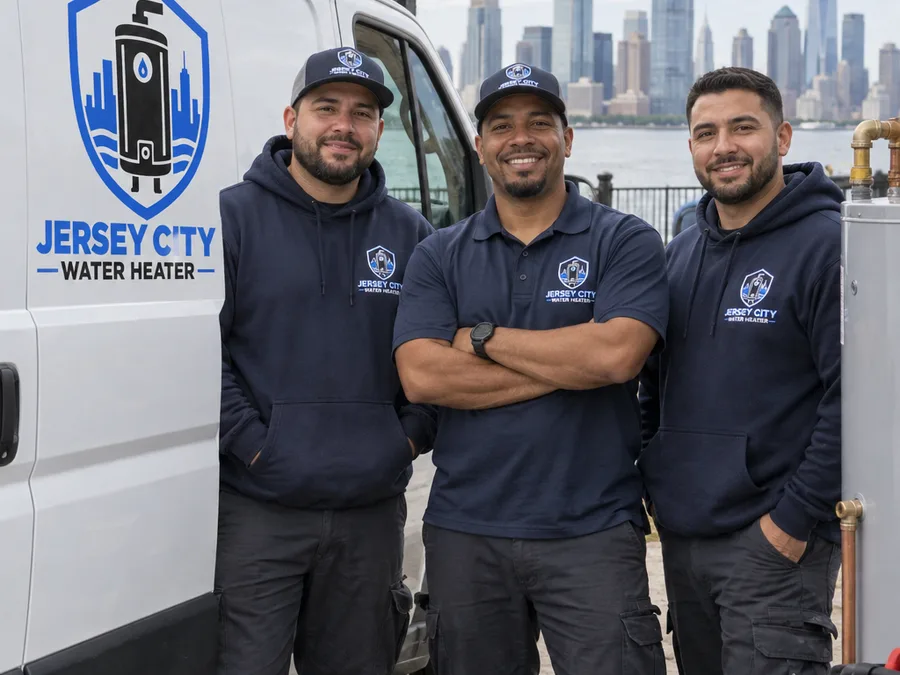 Local Jersey City water heater service technicians in work uniforms